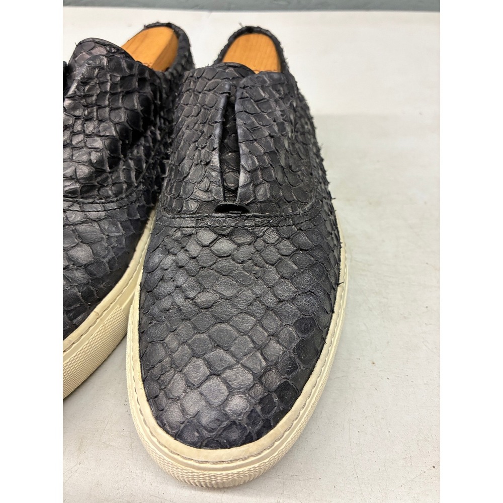 Vince Blair Snakeskin Slip On Women's 7.5 Black Leather Platform Luxe Sneaker - Picture 11 of 15